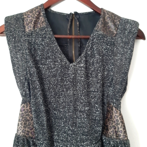 Shimmery Sparkling Sexy Zip Up Black Dress - Picture 2 of 7